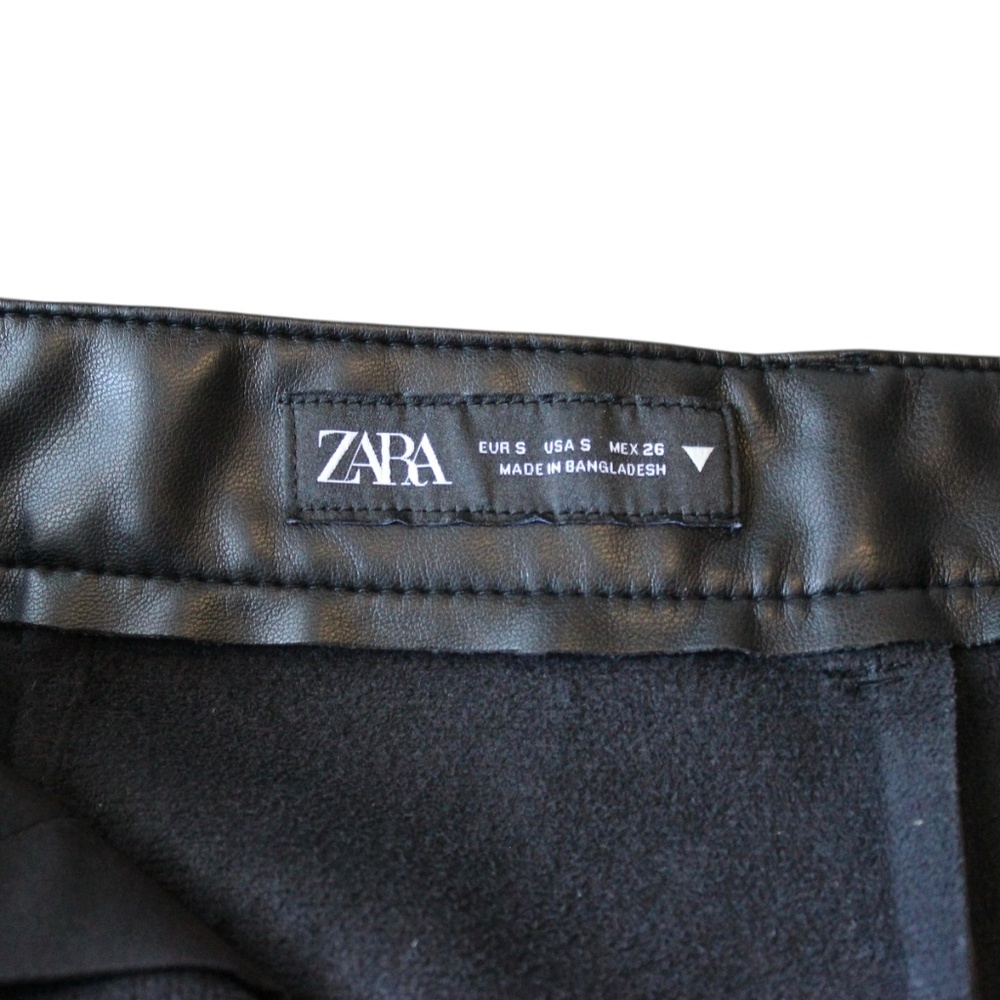 Zara Black Faux Leather High-Waist Shorts - Picture 5 of 7